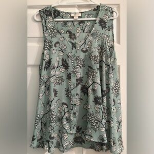 Style & Co. Green and Black Floral Top